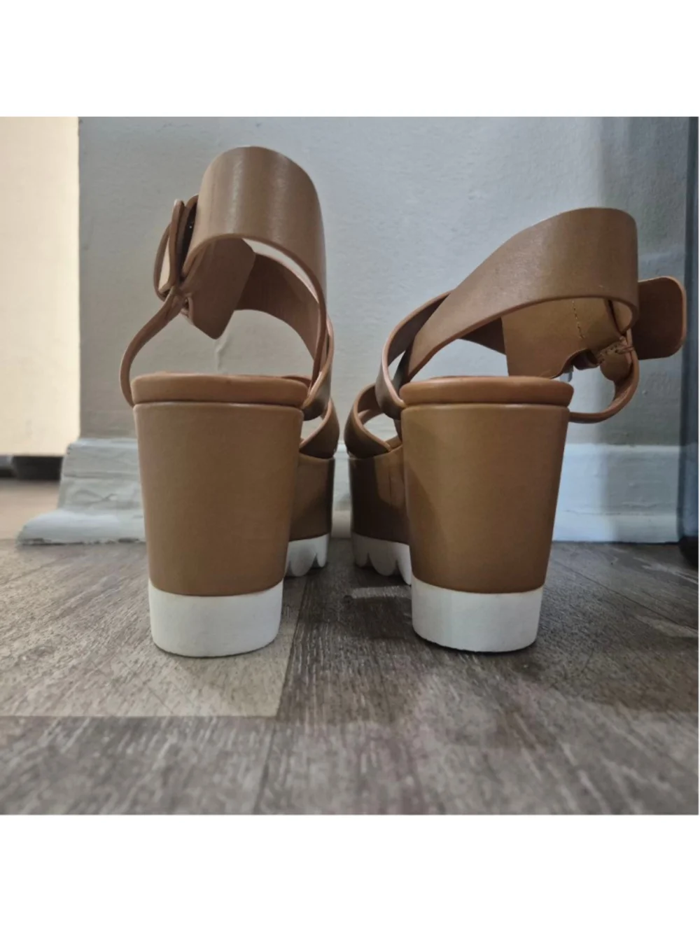 Women's See By Chloé Brown & White Wedge Sandals Size 9.5